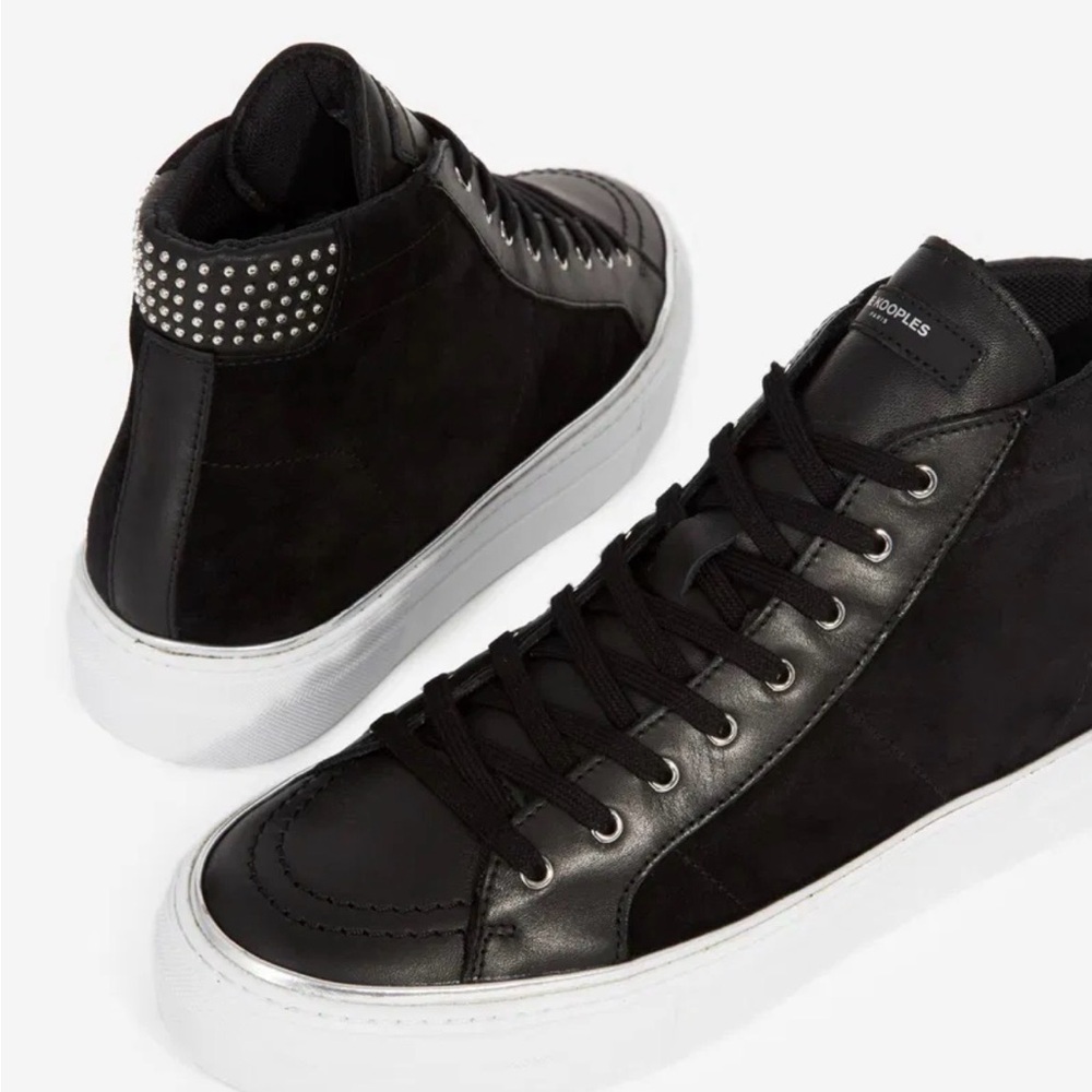 The Kooples Black and White High-Top Sneakers